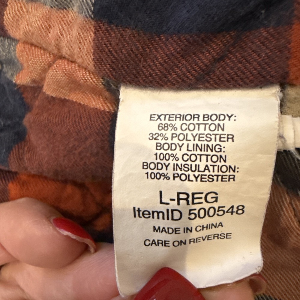LL Bean Green Shacket Jacket Coat Flannel Lined Full Zip Traditional Fit Sz L - Picture 9 of 10